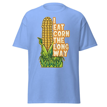 I Eat Corn The Long Way T-Shirt – Funny Suggestive Tee - Carolina Blue - T-Shirts Online