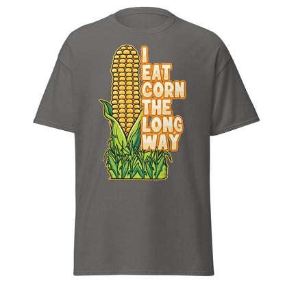 I Eat Corn The Long Way T-Shirt – Funny Suggestive Tee - Charcoal - T-Shirts Online