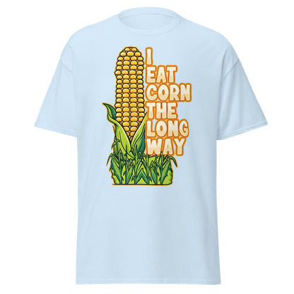 I Eat Corn The Long Way T-Shirt – Funny Suggestive Tee - Light Blue - T-Shirts Online