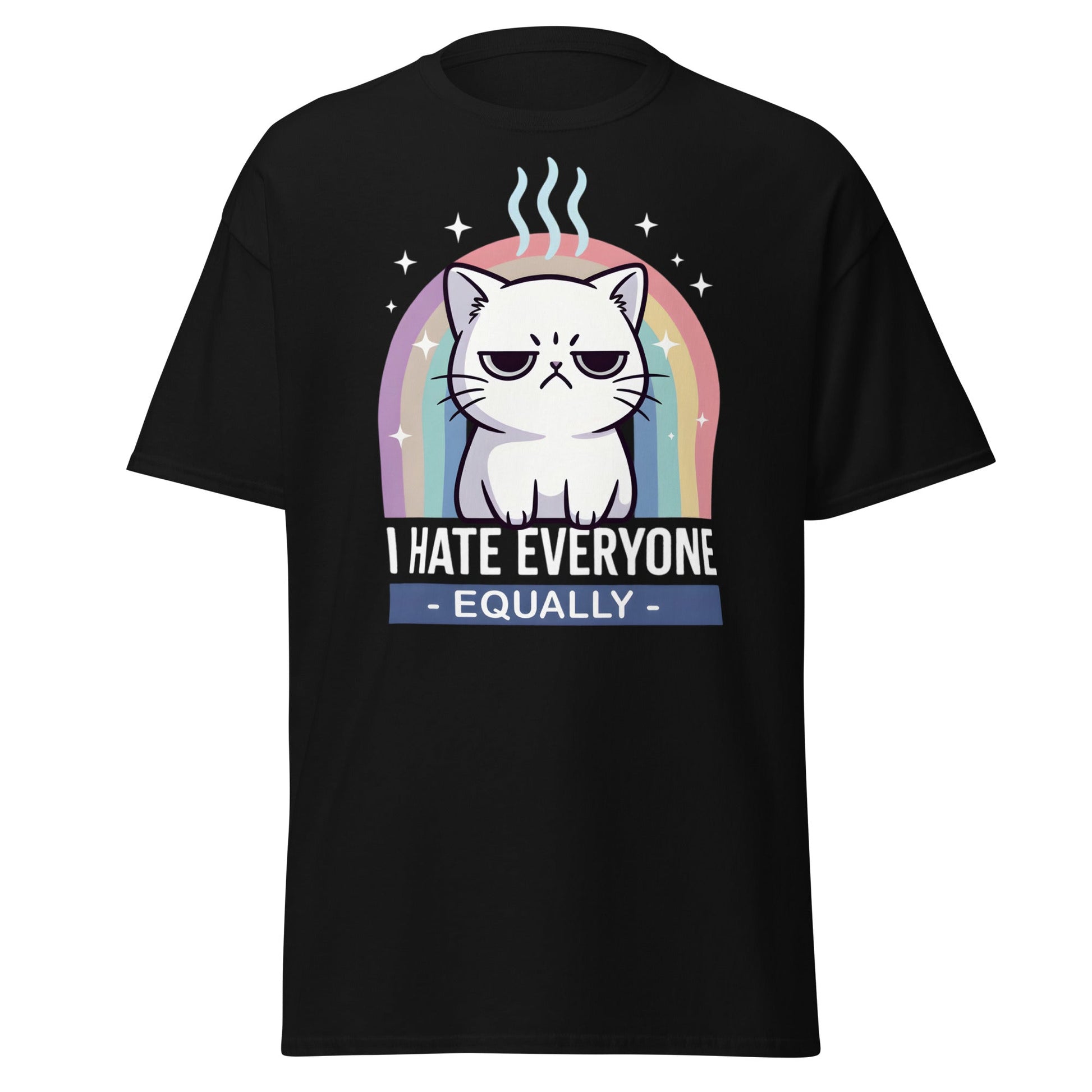 I Hate Everyone Equally T-Shirt - Grumpy Cat Rainbow Tee - Black - T-Shirts Online