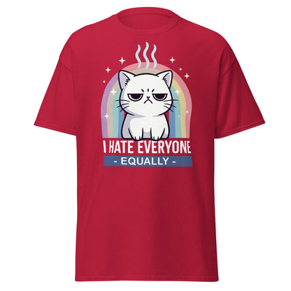 I Hate Everyone Equally T-Shirt - Grumpy Cat Rainbow Tee - Cardinal - T-Shirts Online