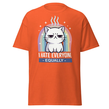 I Hate Everyone Equally T-Shirt - Grumpy Cat Rainbow Tee - Orange - T-Shirts Online