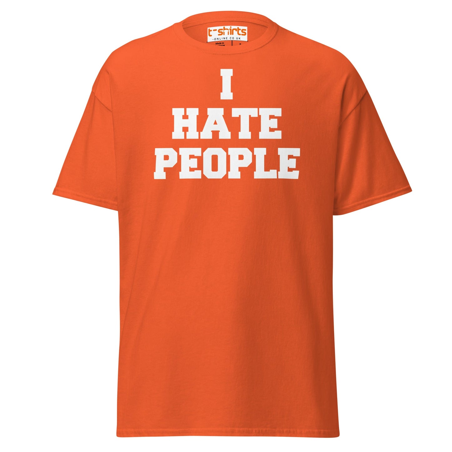 I Hate People T-Shirt | Funny Anti - Social Humor Tee - Orange - T-Shirts Online