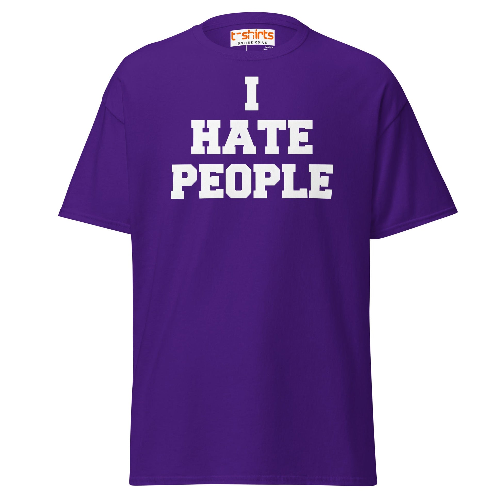 I Hate People T-Shirt | Funny Anti - Social Humor Tee - Purple - T-Shirts Online