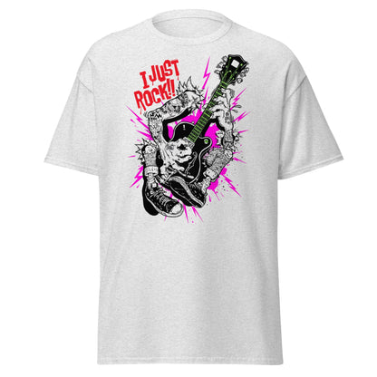 I Just Rock T-Shirt | Punk Rock Guitar Tattoo Design Tee - Ash - T-Shirts Online