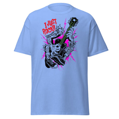 I Just Rock T-Shirt | Punk Rock Guitar Tattoo Design Tee - Carolina Blue - T-Shirts Online