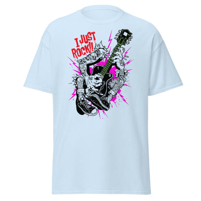 I Just Rock T-Shirt | Punk Rock Guitar Tattoo Design Tee - Light Blue - T-Shirts Online