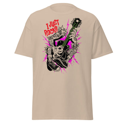 I Just Rock T-Shirt | Punk Rock Guitar Tattoo Design Tee - Sand - T-Shirts Online