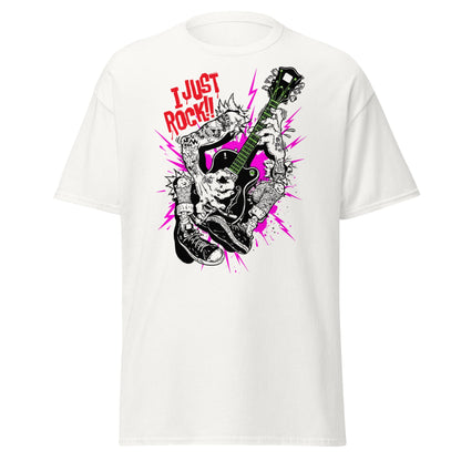 I Just Rock T-Shirt | Punk Rock Guitar Tattoo Design Tee - White - T-Shirts Online