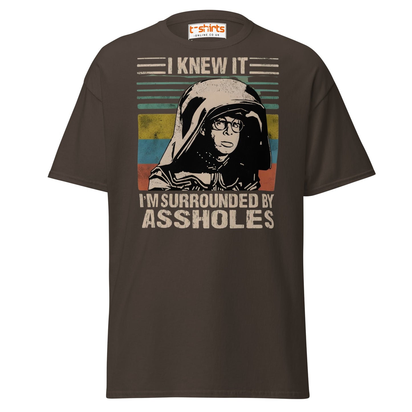 I Knew It Funny Retro Space Helmet Parody T-Shirt - Dark Chocolate - T-Shirts Online
