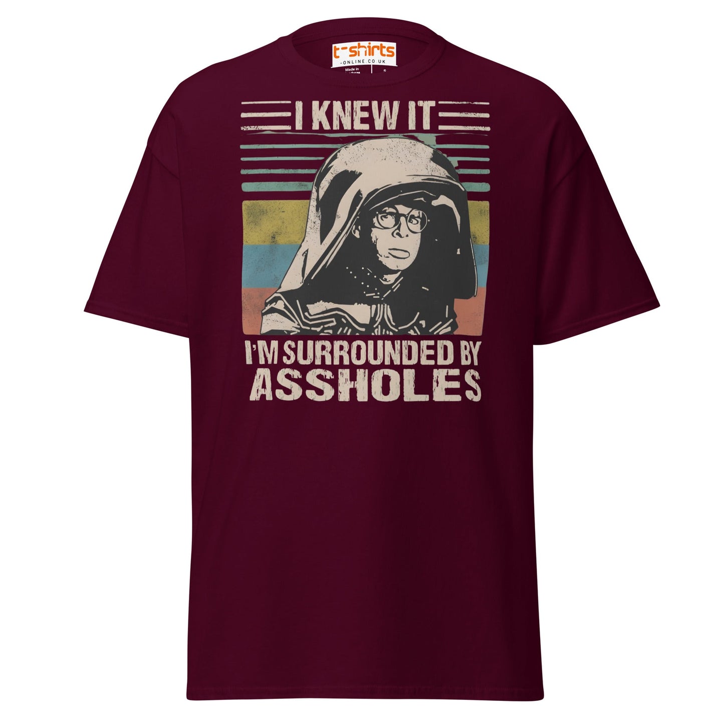 I Knew It Funny Retro Space Helmet Parody T-Shirt - Maroon - T-Shirts Online