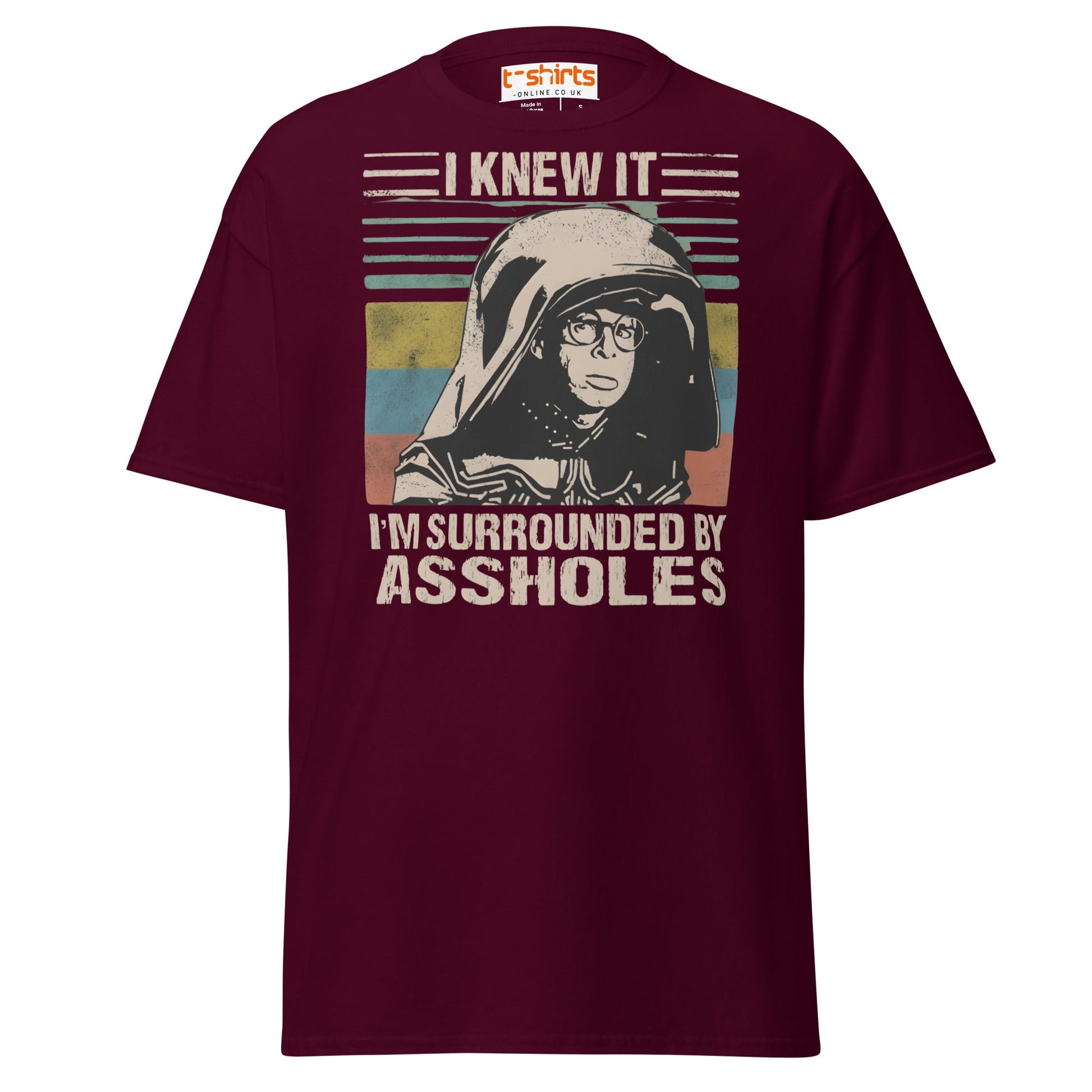 I Knew It Funny Retro Space Helmet Parody T-Shirt - Maroon - T-Shirts Online