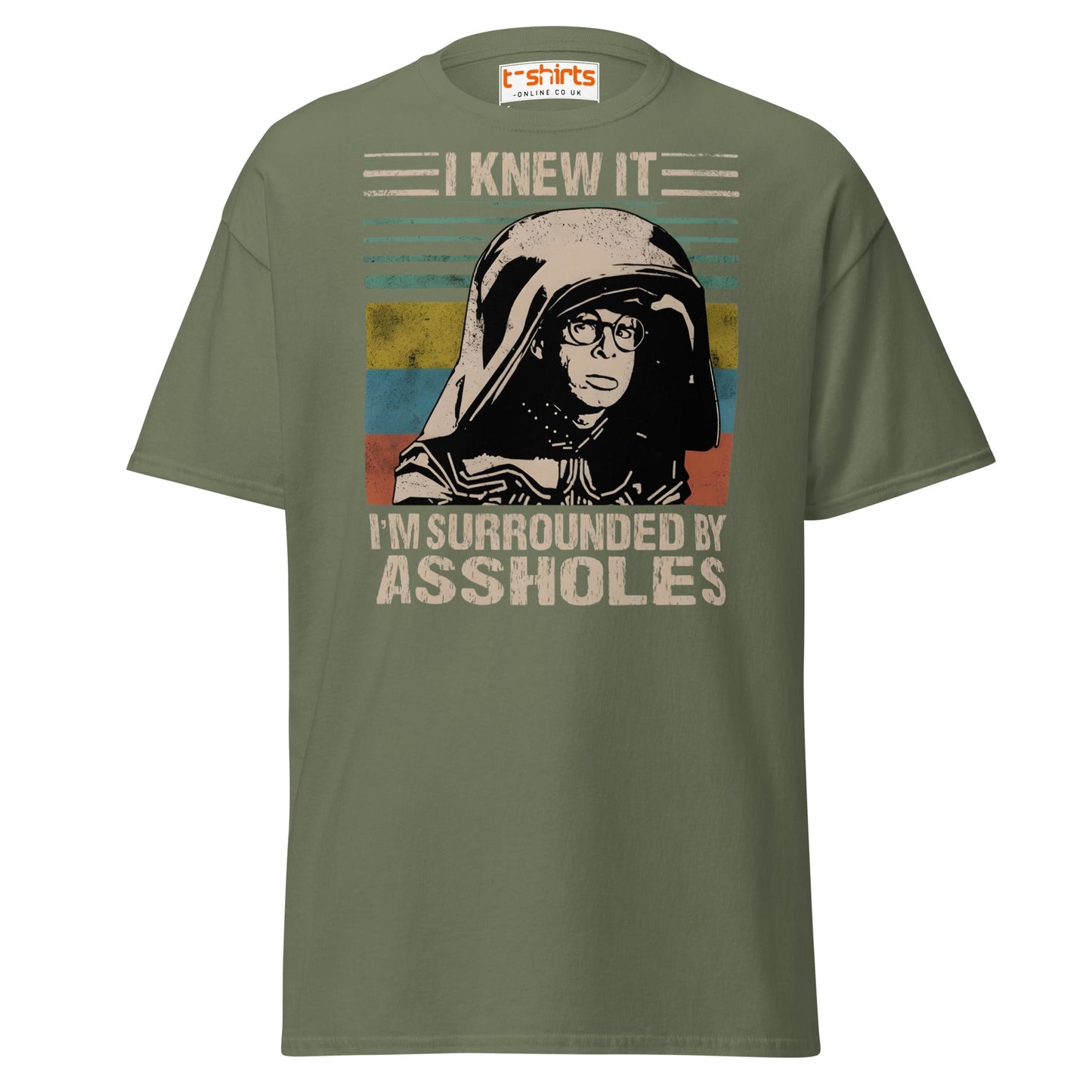 I Knew It Funny Retro Space Helmet Parody T-Shirt - Military Green - T-Shirts Online