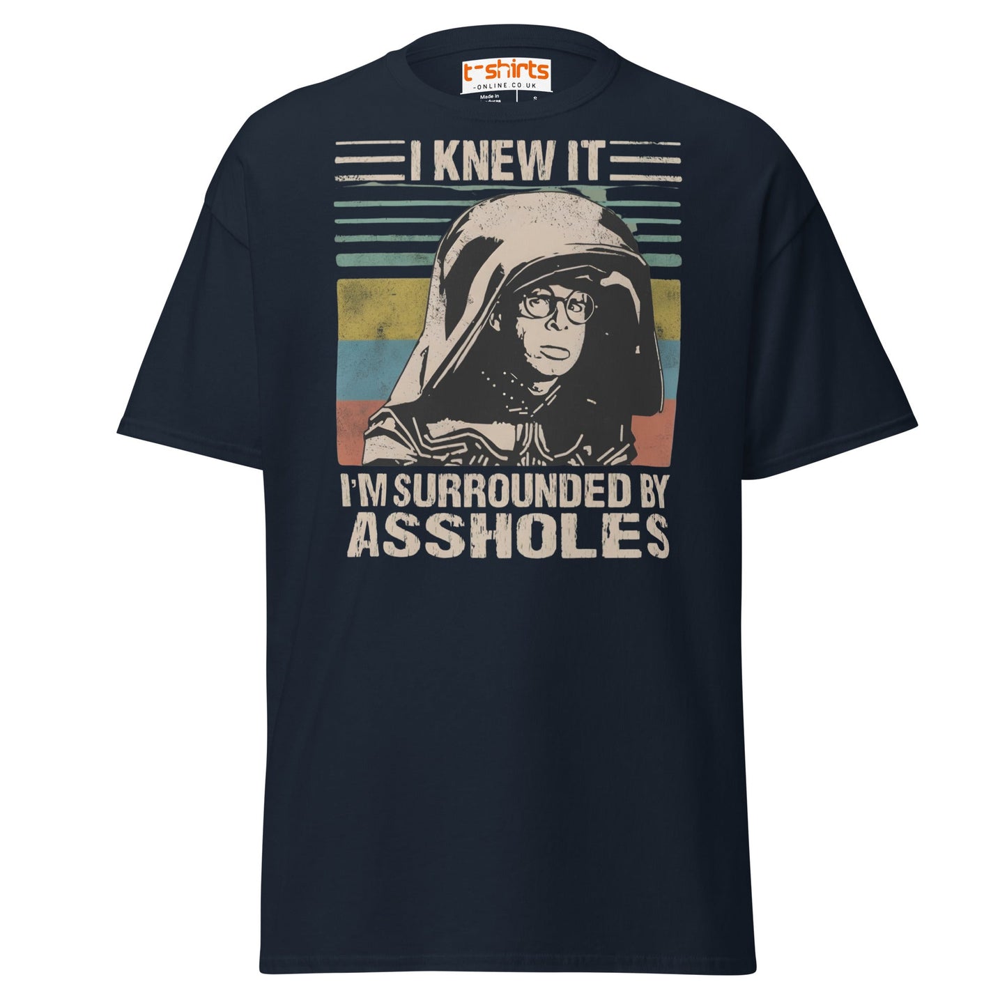 I Knew It Funny Retro Space Helmet Parody T-Shirt - Navy - T-Shirts Online