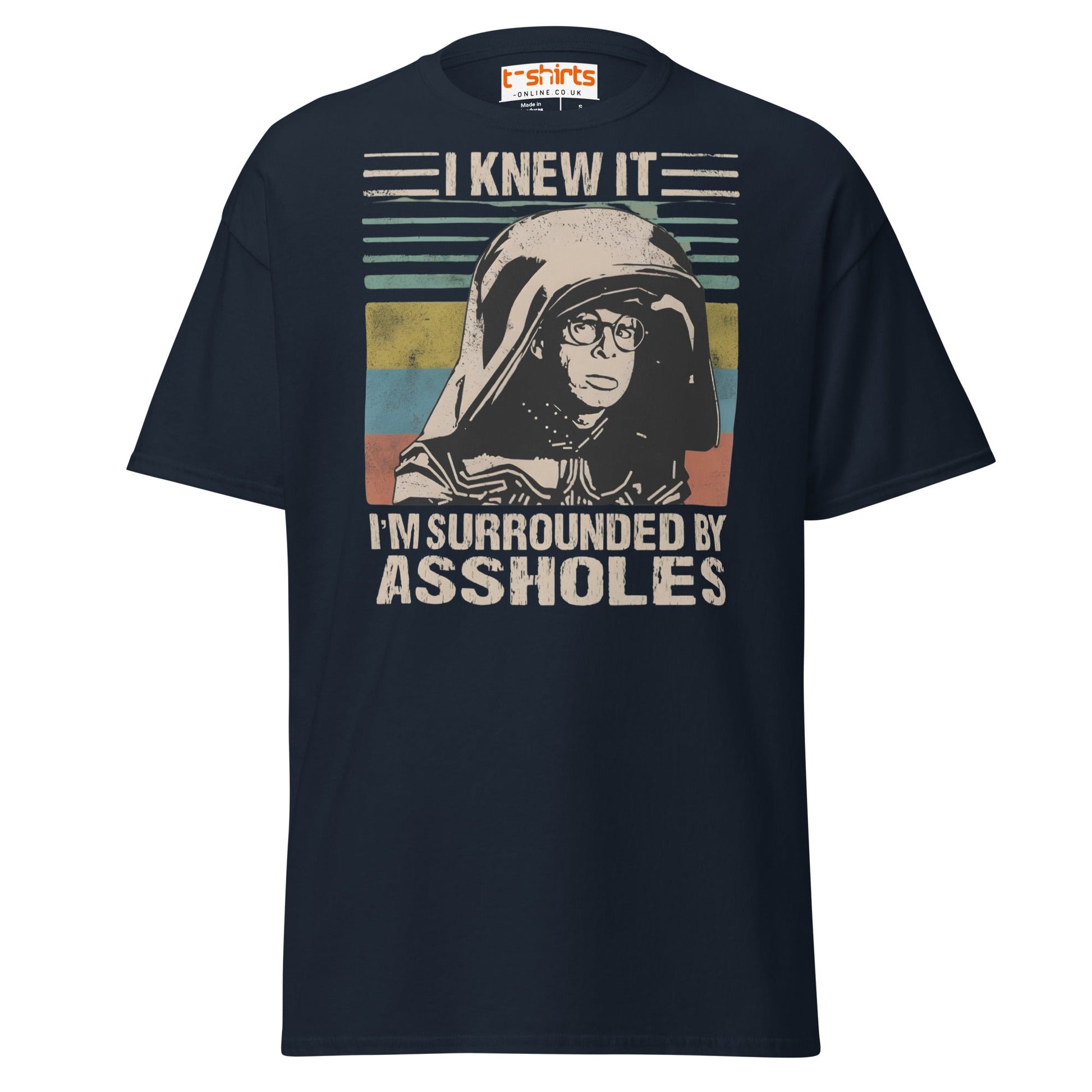 I Knew It Funny Retro Space Helmet Parody T-Shirt - Navy - T-Shirts Online