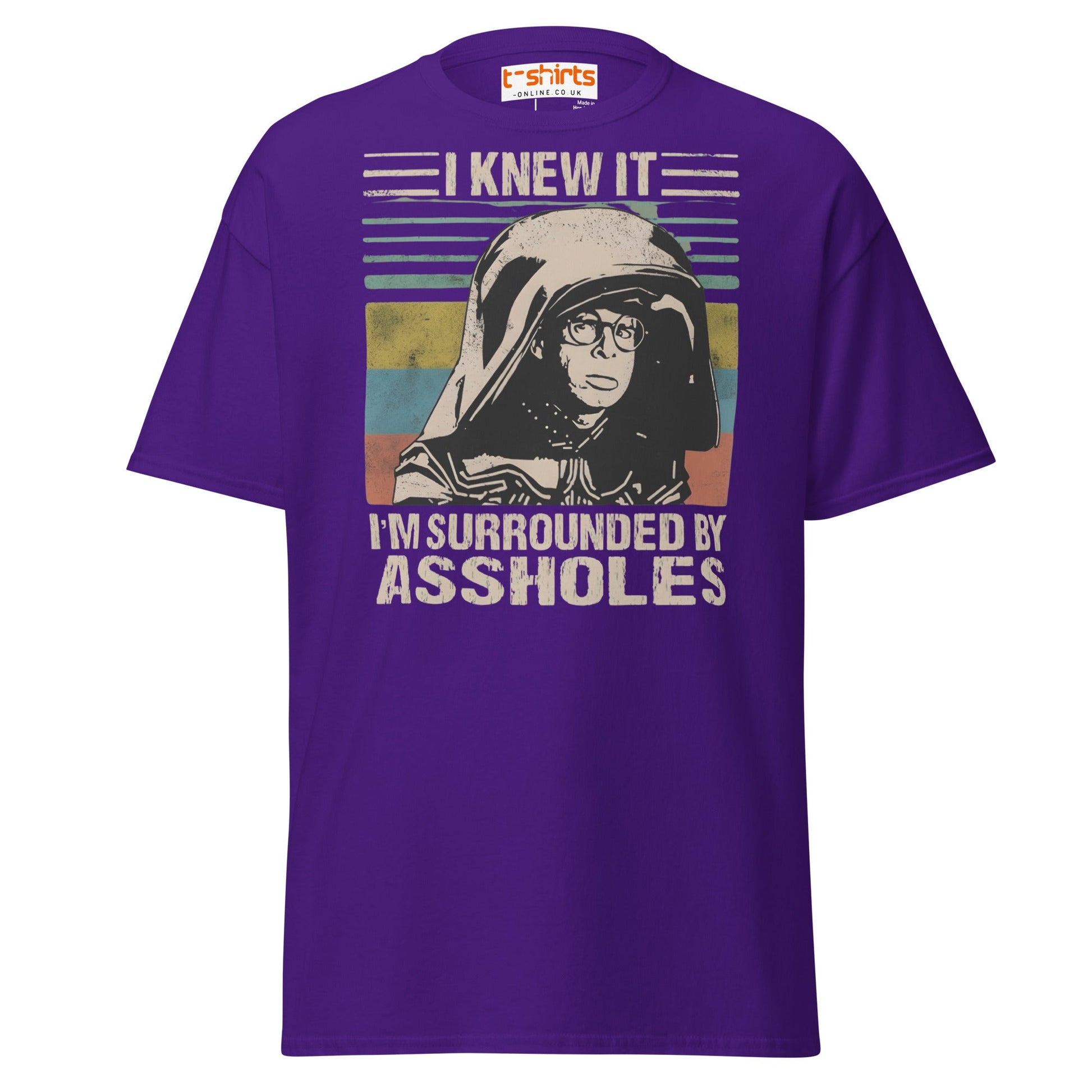I Knew It Funny Retro Space Helmet Parody T-Shirt - Purple - T-Shirts Online