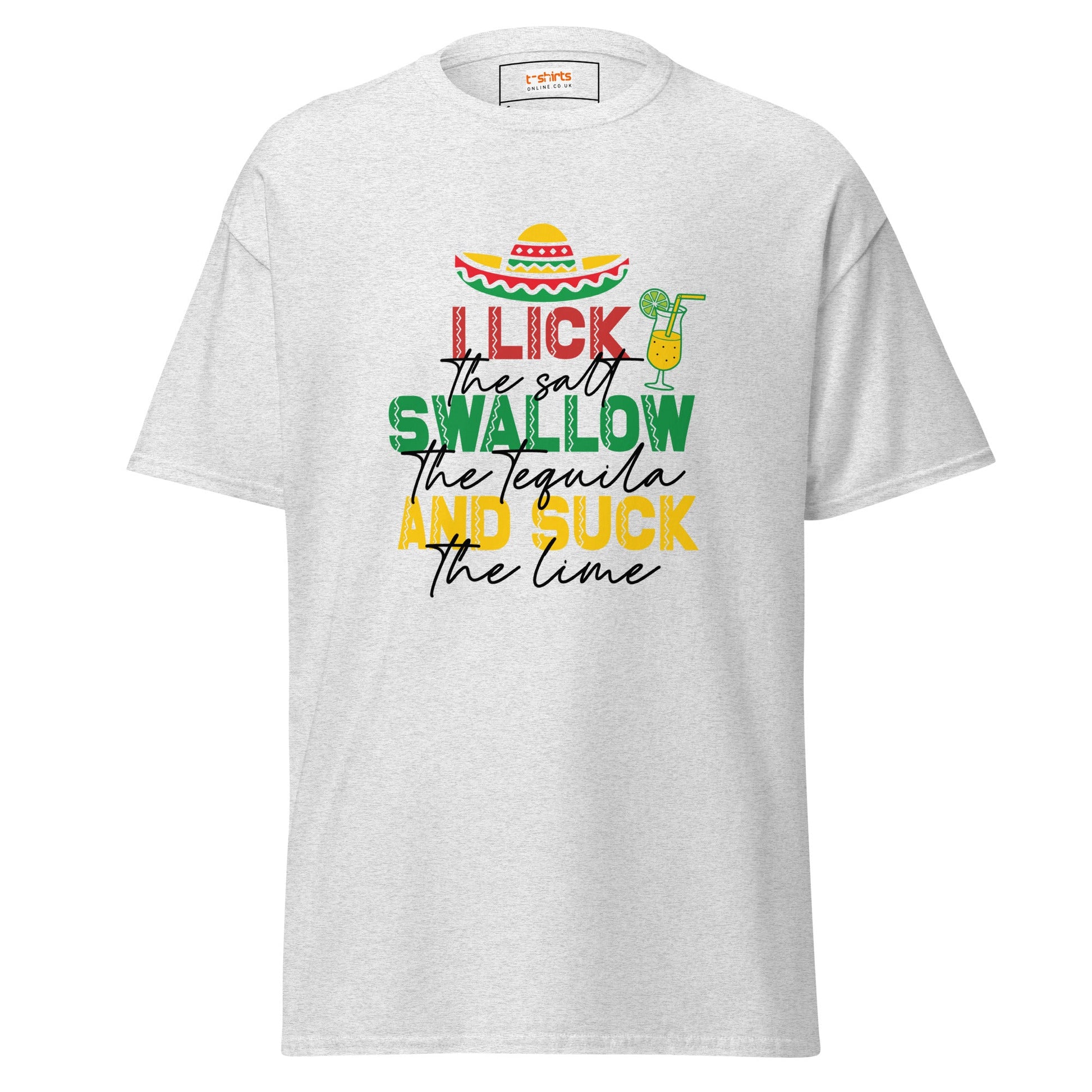 I Lick, Swallow and Suck | Cheeky Adult T-Shirt - Ash - T-Shirts Online
