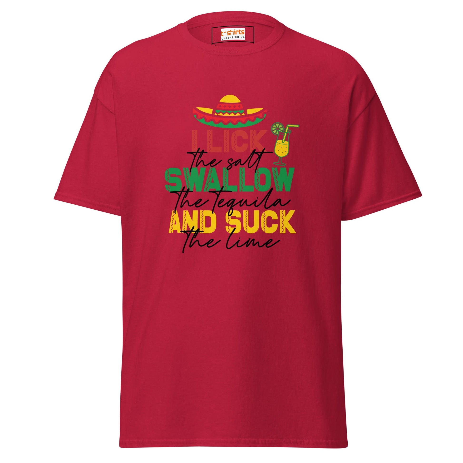 I Lick, Swallow and Suck | Cheeky Adult T-Shirt - Cardinal - T-Shirts Online