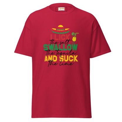 I Lick, Swallow and Suck | Cheeky Adult T-Shirt - Cardinal - T-Shirts Online