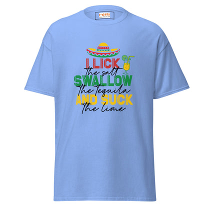 I Lick, Swallow and Suck | Cheeky Adult T-Shirt - Carolina Blue - T-Shirts Online