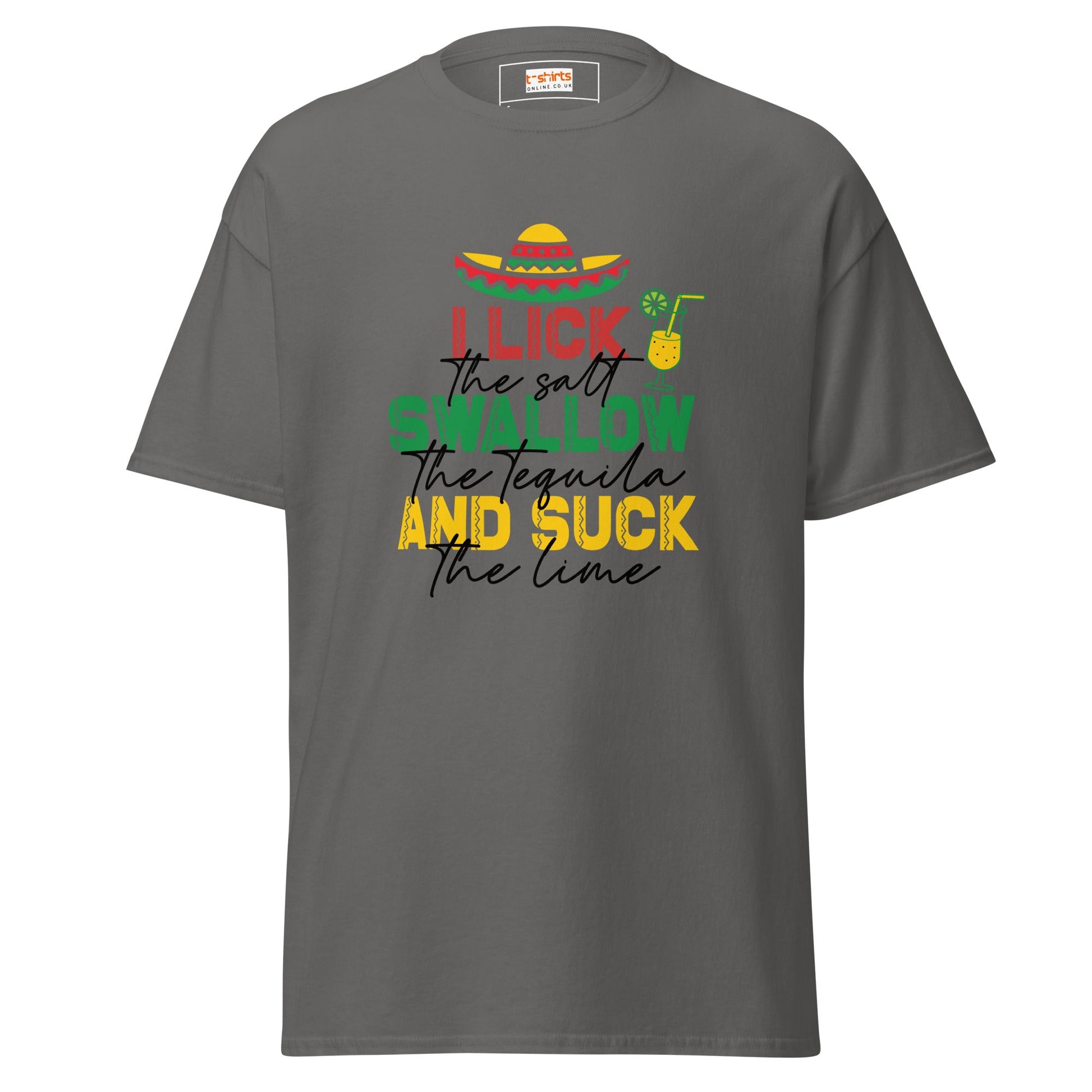 I Lick, Swallow and Suck | Cheeky Adult T-Shirt - Charcoal - T-Shirts Online
