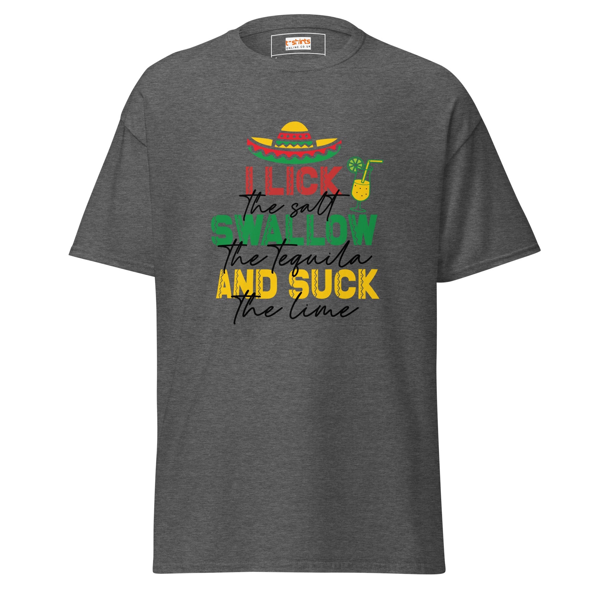 I Lick, Swallow and Suck | Cheeky Adult T-Shirt - Dark Heather - T-Shirts Online