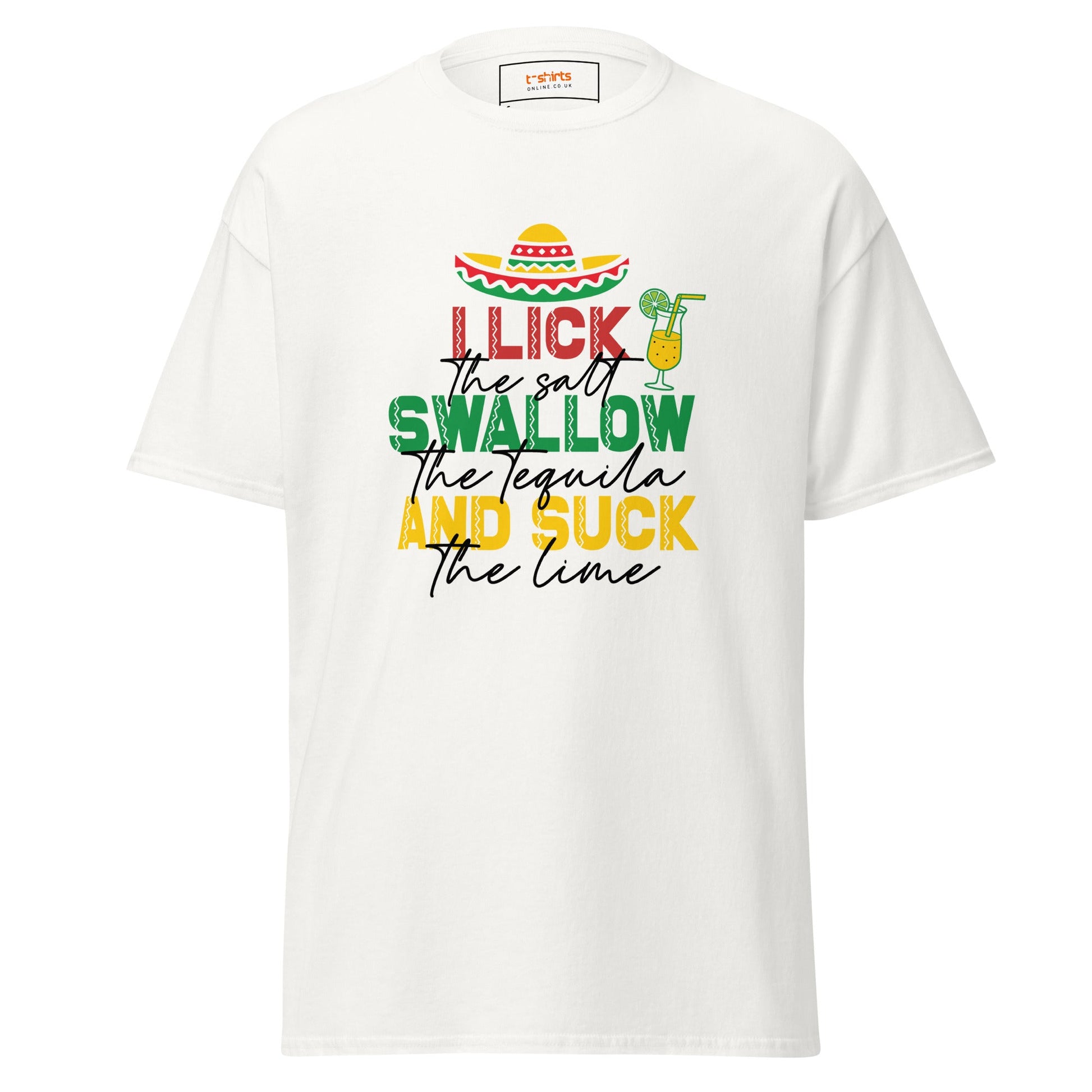 I Lick, Swallow and Suck | Cheeky Adult T-Shirt - White - T-Shirts Online
