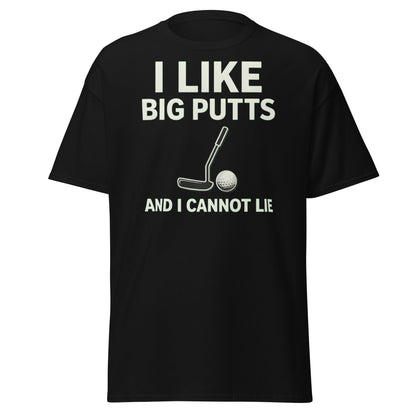 I Like Big Putts T-Shirt - Funny Golf Pun Graphic Tee - Black - T-Shirts Online