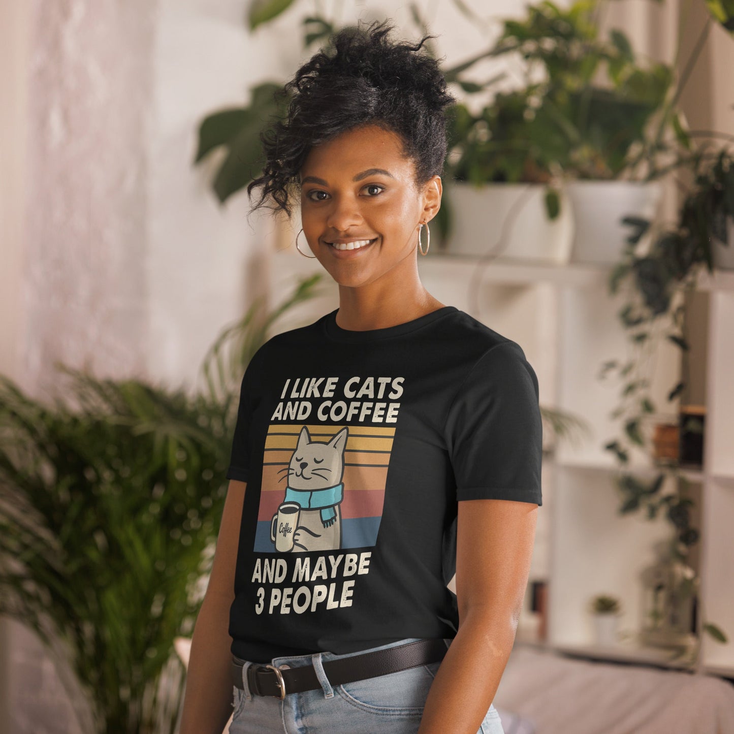 I Like Cats, Coffee and Maybe 3 People T-Shirt - Black - T-Shirts Online