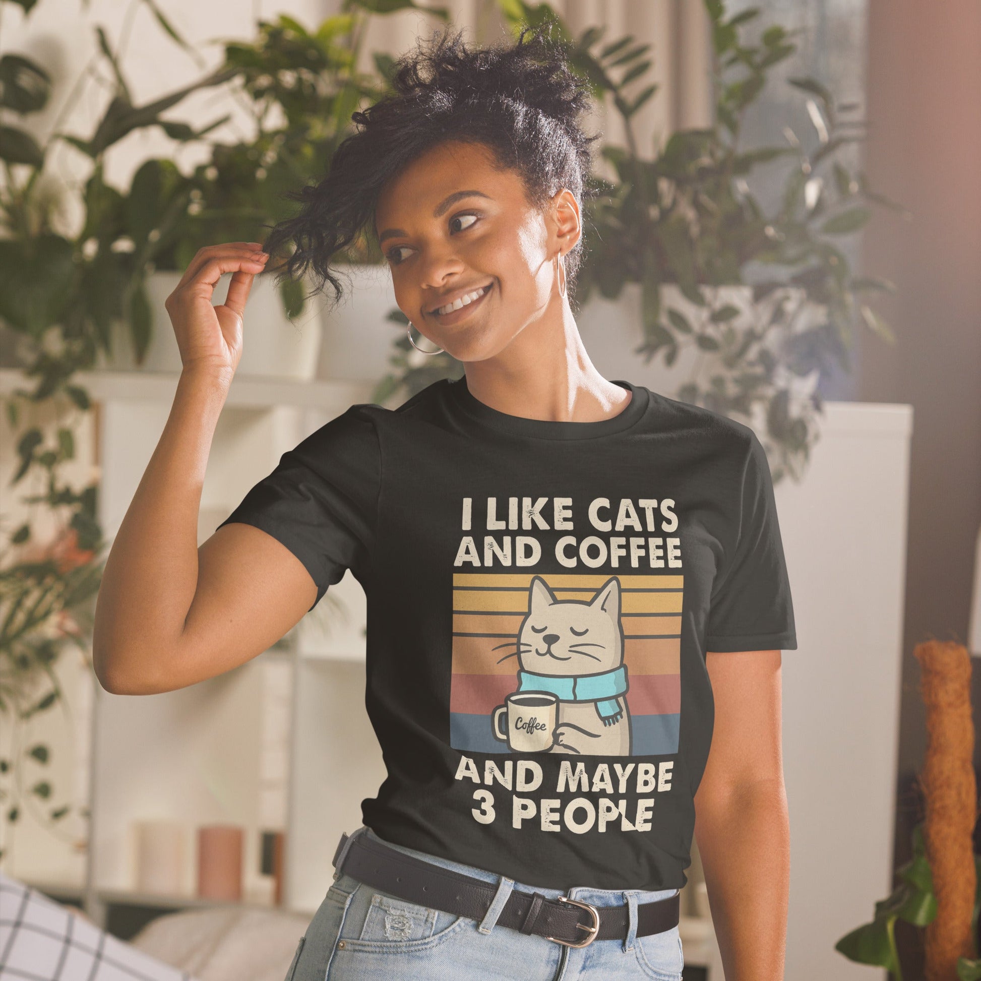 I Like Cats, Coffee and Maybe 3 People T-Shirt - Black - T-Shirts Online