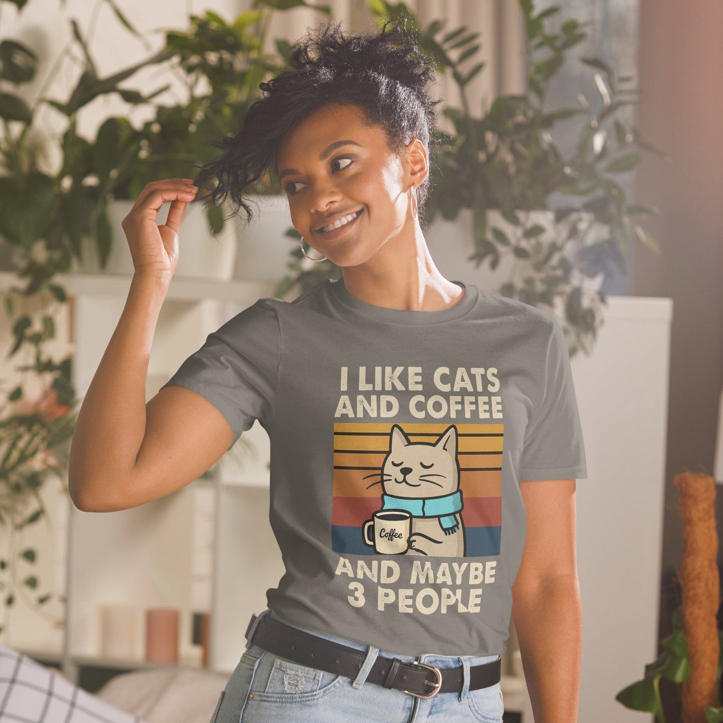 I Like Cats, Coffee and Maybe 3 People T-Shirt - Charcoal - T-Shirts Online