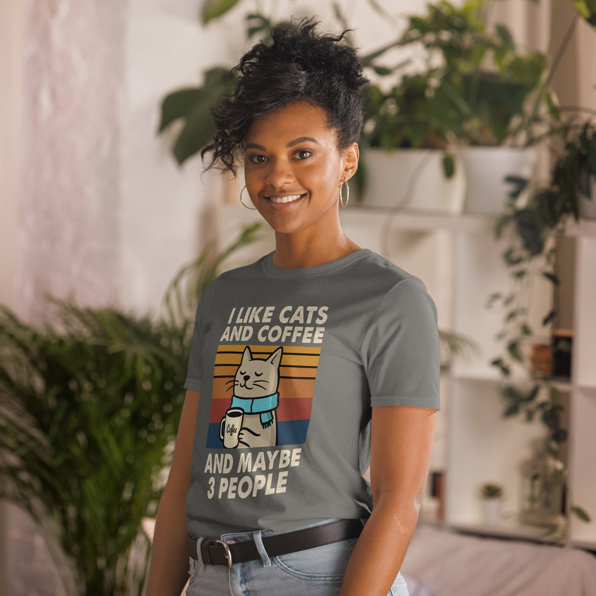 I Like Cats, Coffee and Maybe 3 People T-Shirt - Charcoal - T-Shirts Online