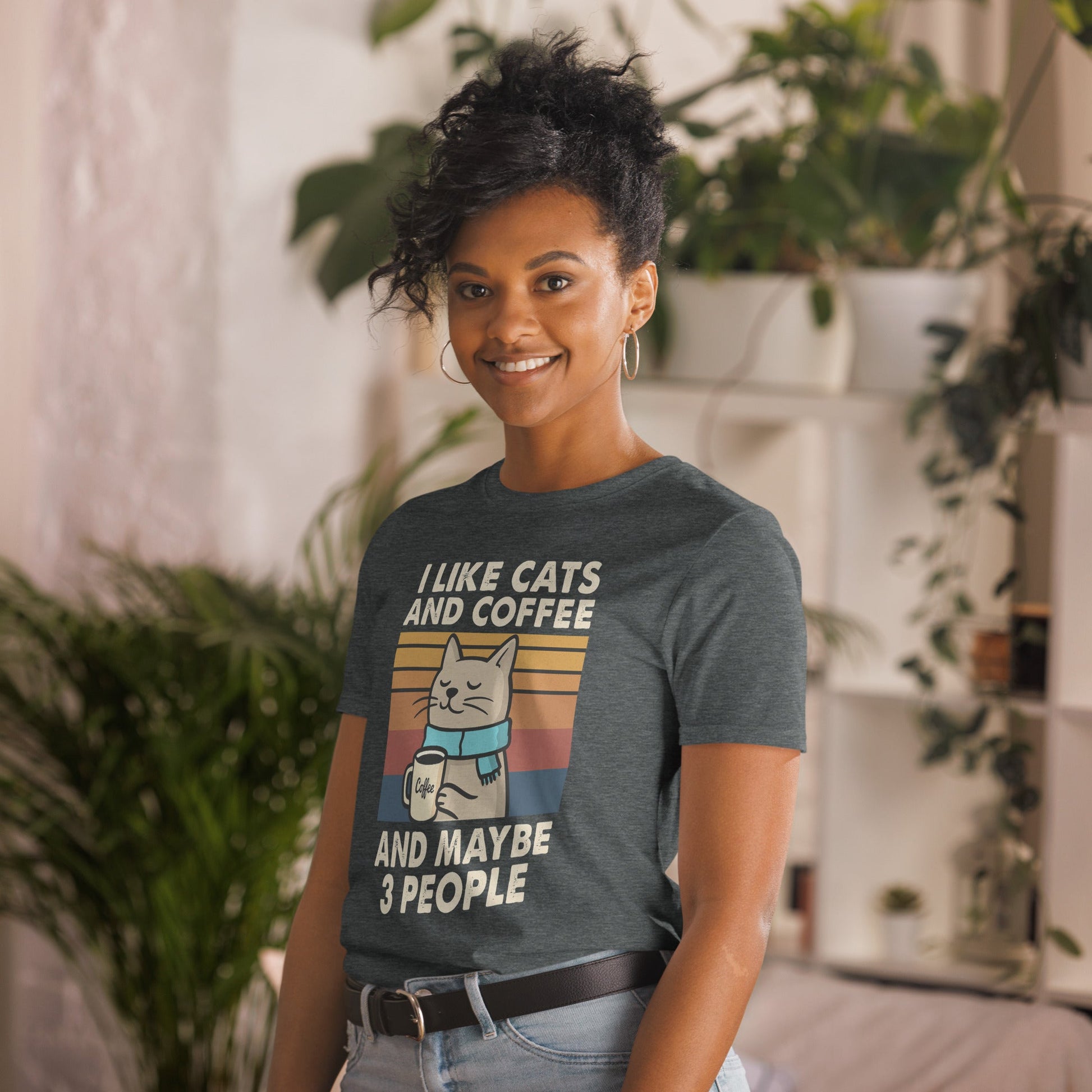 I Like Cats, Coffee and Maybe 3 People T-Shirt - Dark Heather - T-Shirts Online