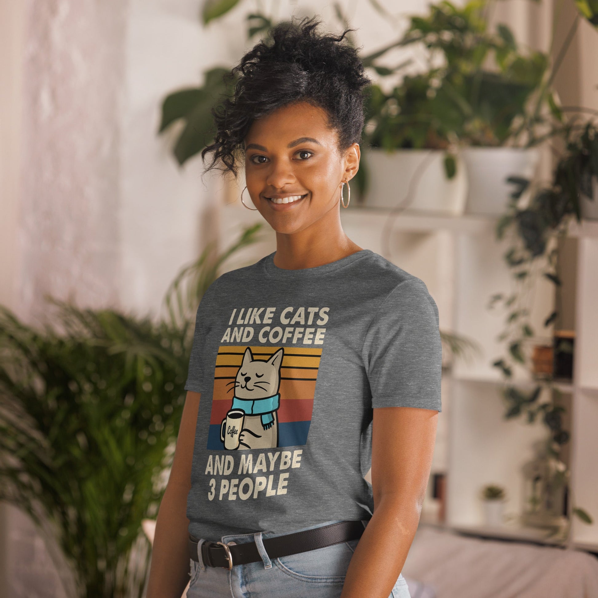 I Like Cats, Coffee and Maybe 3 People T-Shirt - Graphite Heather - T-Shirts Online