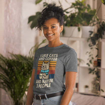 I Like Cats, Coffee and Maybe 3 People T-Shirt - Graphite Heather - T-Shirts Online