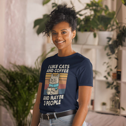 I Like Cats, Coffee and Maybe 3 People T-Shirt - Navy - T-Shirts Online