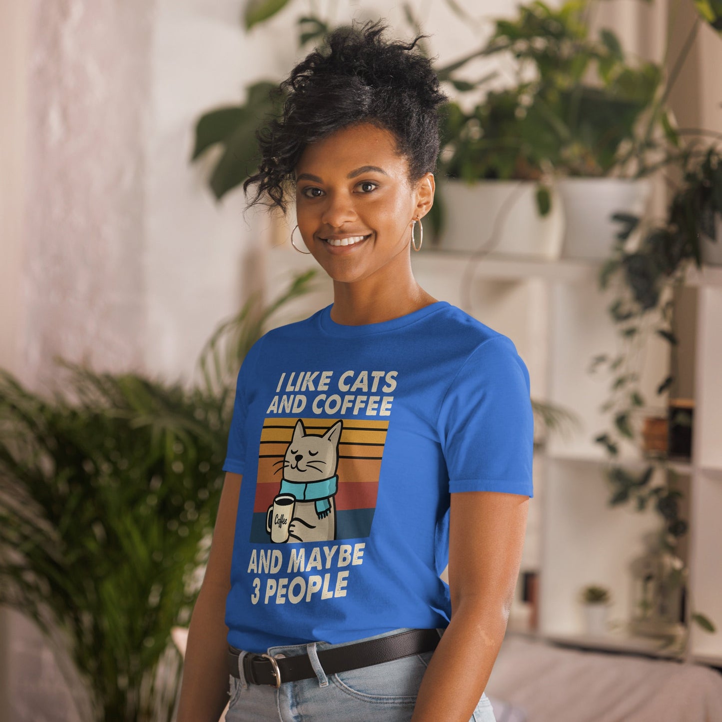 I Like Cats, Coffee and Maybe 3 People T-Shirt - Royal - T-Shirts Online