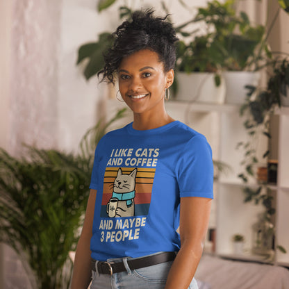 I Like Cats, Coffee and Maybe 3 People T-Shirt - Royal - T-Shirts Online
