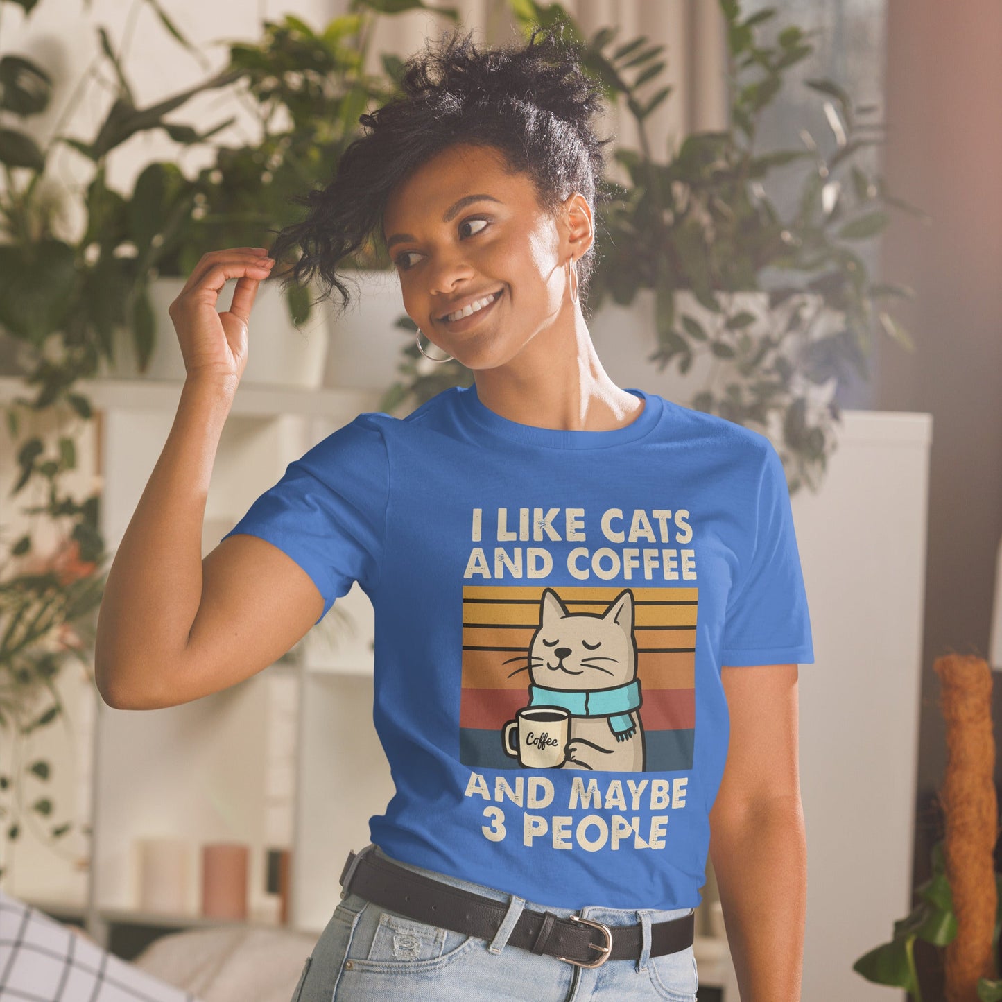 I Like Cats, Coffee and Maybe 3 People T-Shirt - Royal - T-Shirts Online