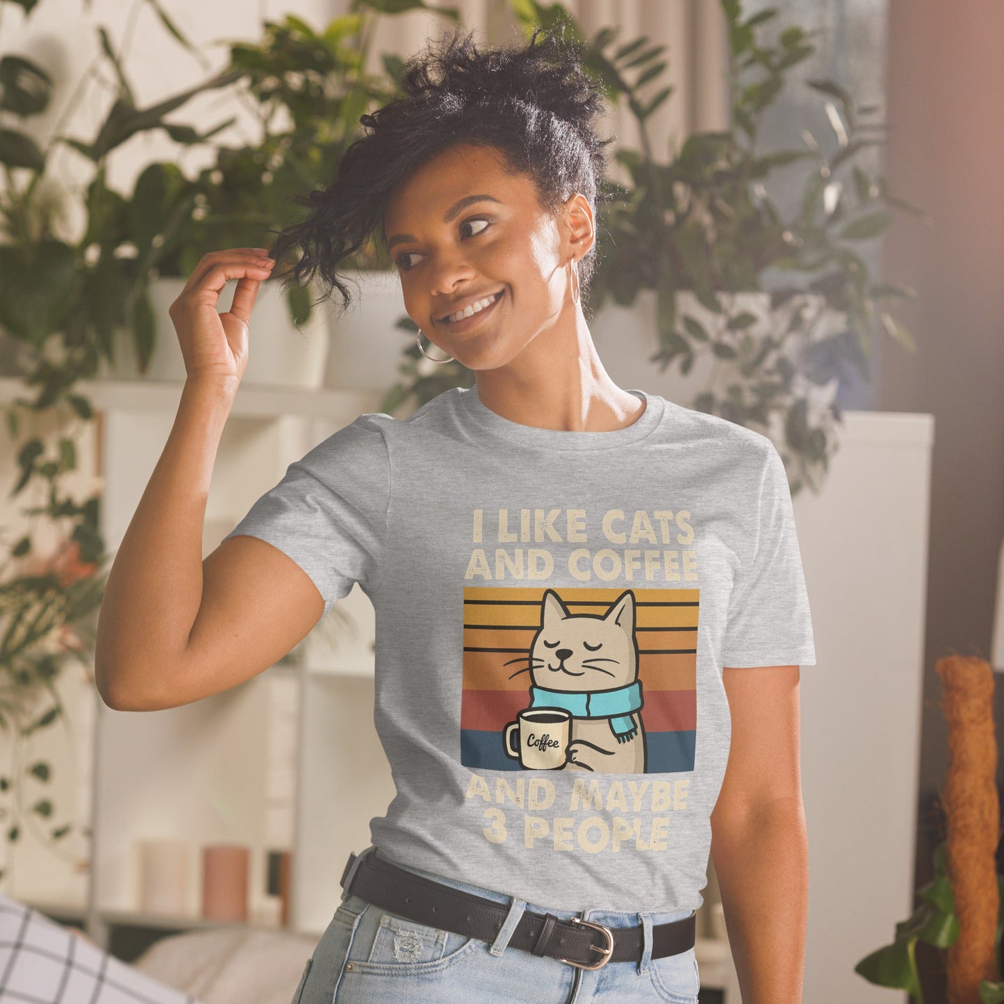 I Like Cats, Coffee and Maybe 3 People T-Shirt - Sport Grey - T-Shirts Online