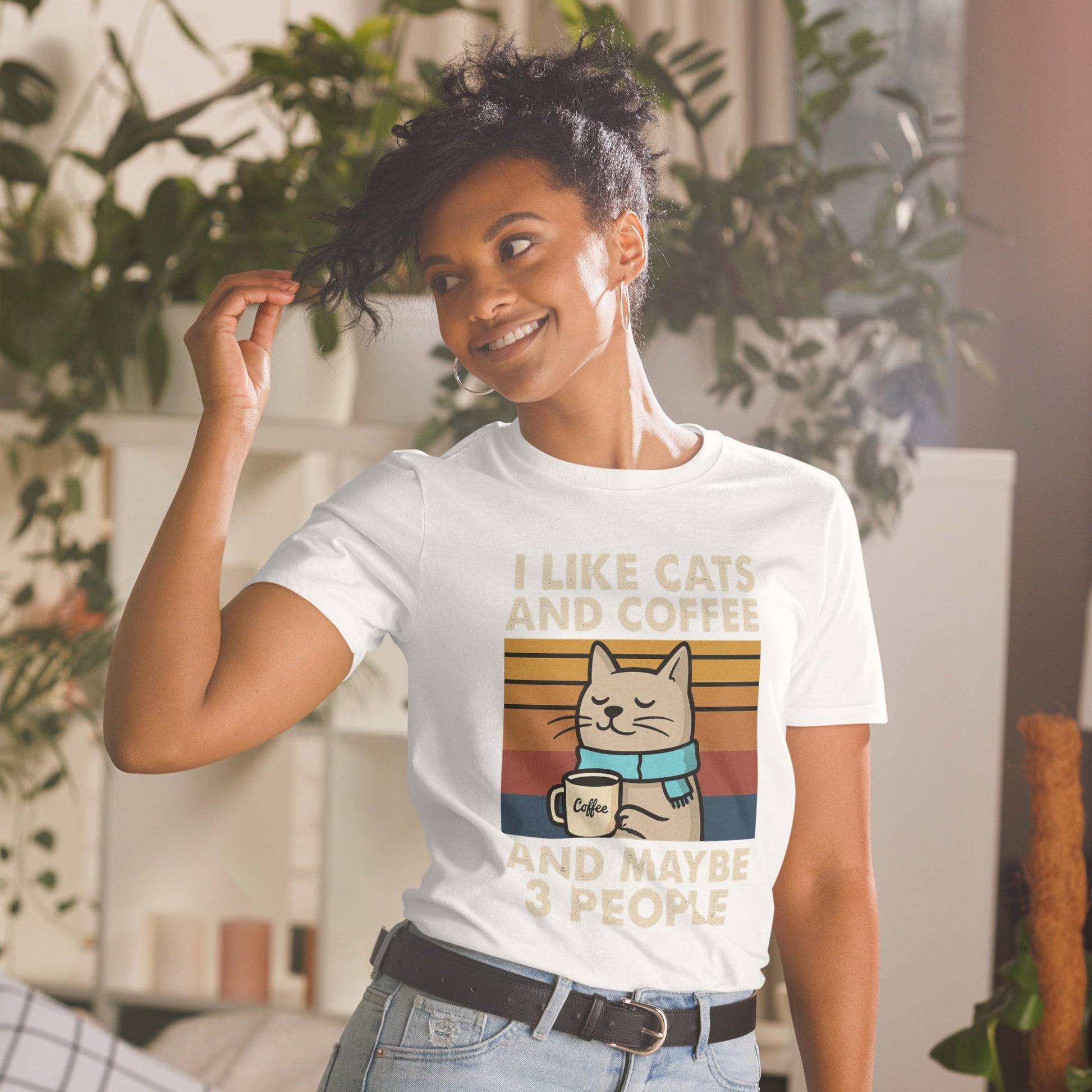I Like Cats, Coffee and Maybe 3 People T-Shirt - White - T-Shirts Online