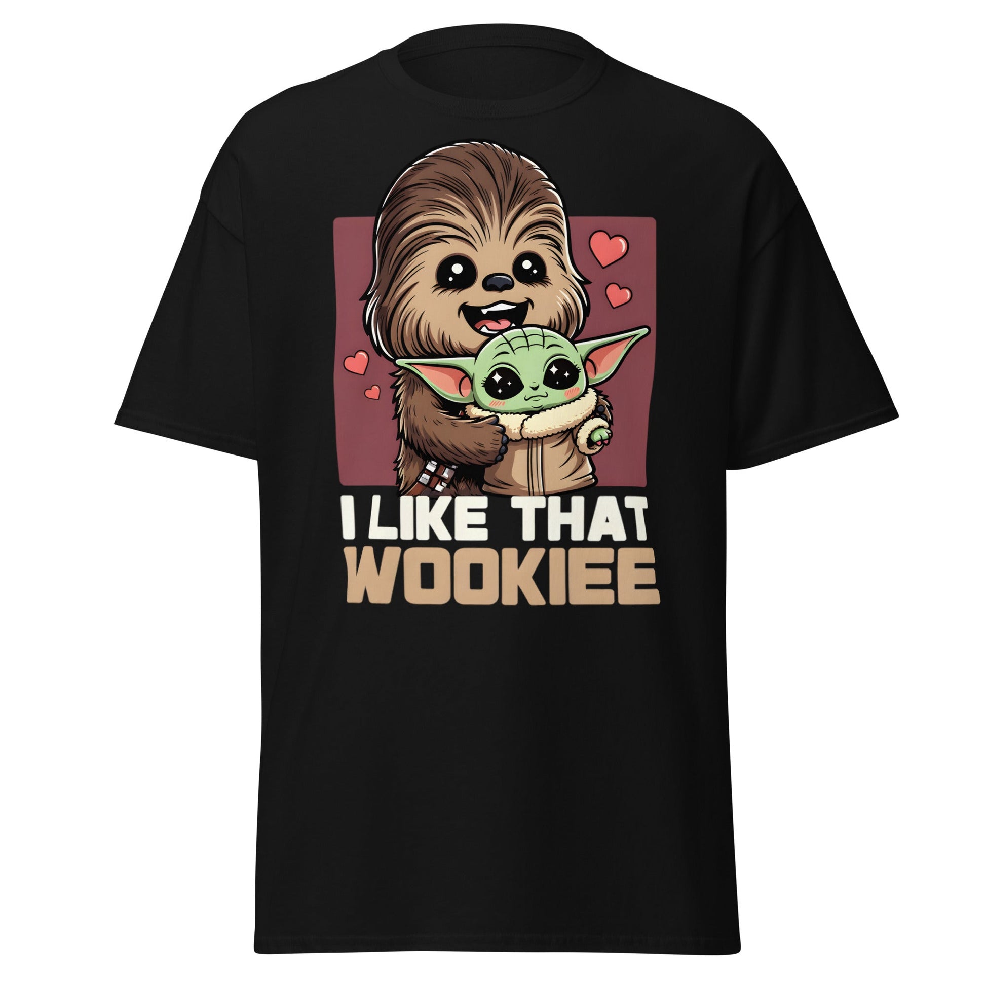 I Like That Wookiee T-Shirt - Cute Grogu & Chewbacca Tee - Black - T-Shirts Online