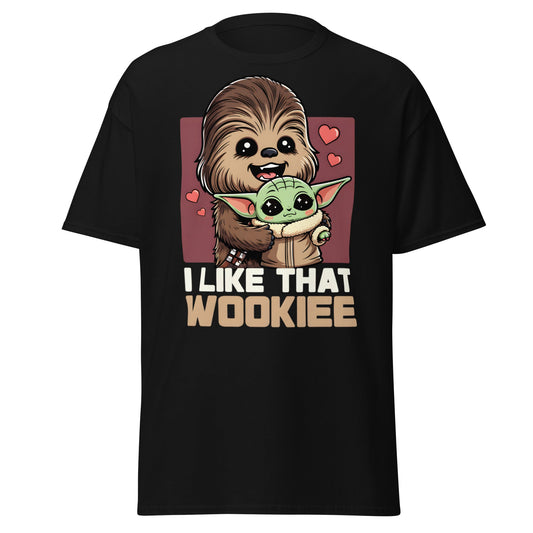I Like That Wookiee T-Shirt - Cute Grogu & Chewbacca Tee - Black - T-Shirts Online