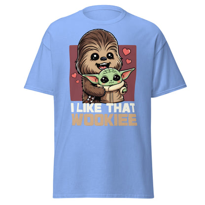 I Like That Wookiee T-Shirt - Cute Grogu & Chewbacca Tee - Carolina Blue - T-Shirts Online