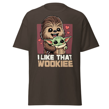I Like That Wookiee T-Shirt - Cute Grogu & Chewbacca Tee - Dark Chocolate - T-Shirts Online