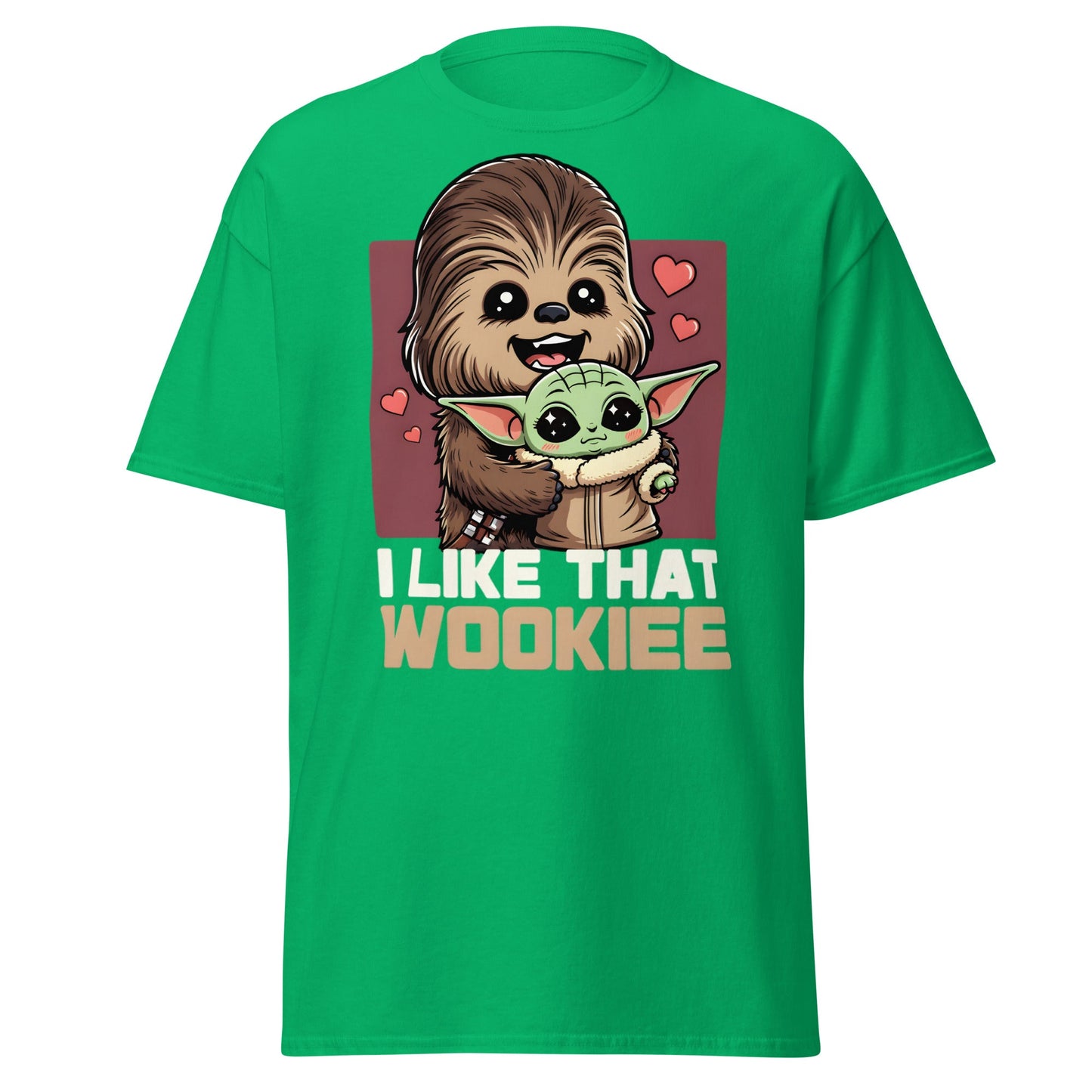 I Like That Wookiee T-Shirt - Cute Grogu & Chewbacca Tee - Irish Green - T-Shirts Online