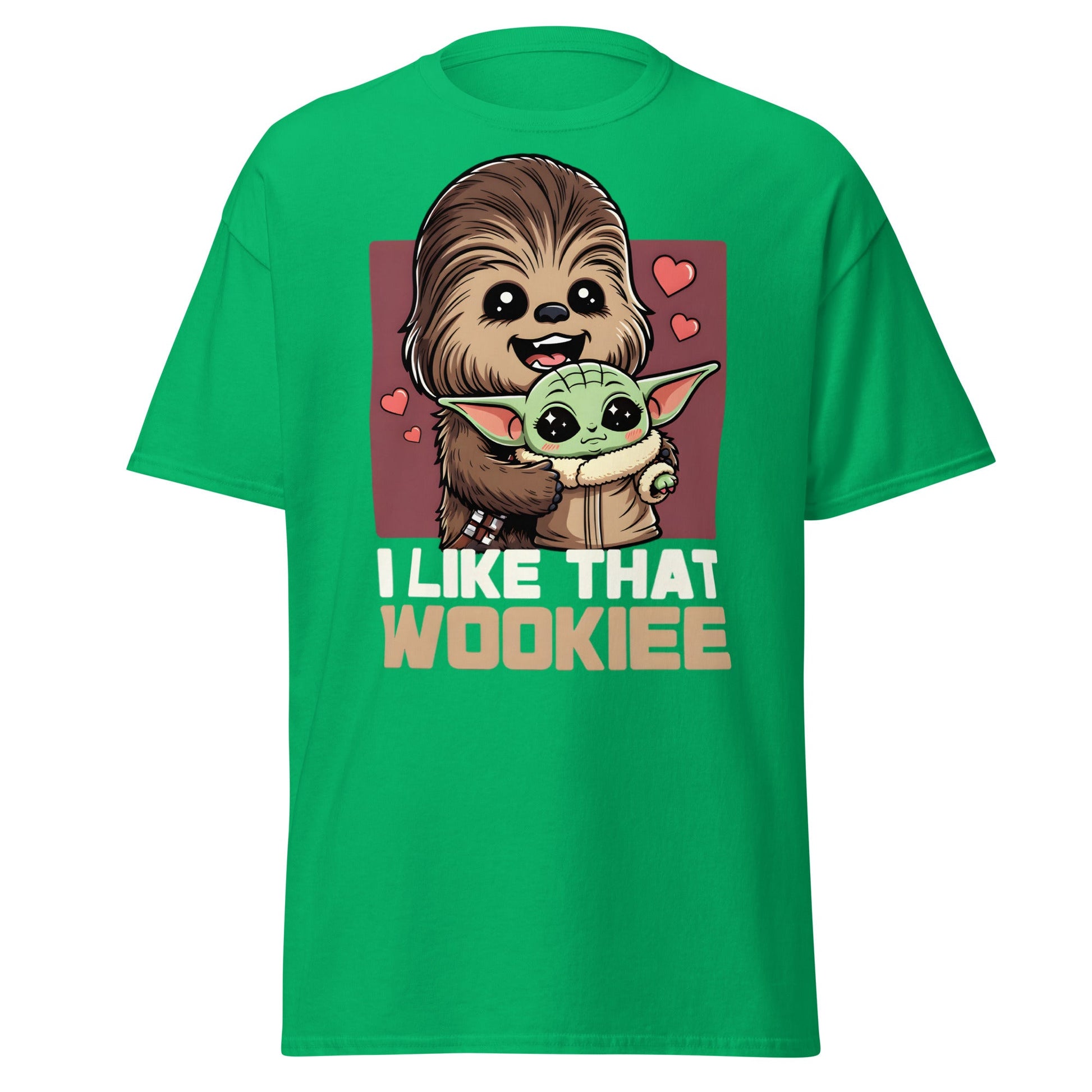I Like That Wookiee T-Shirt - Cute Grogu & Chewbacca Tee - Irish Green - T-Shirts Online