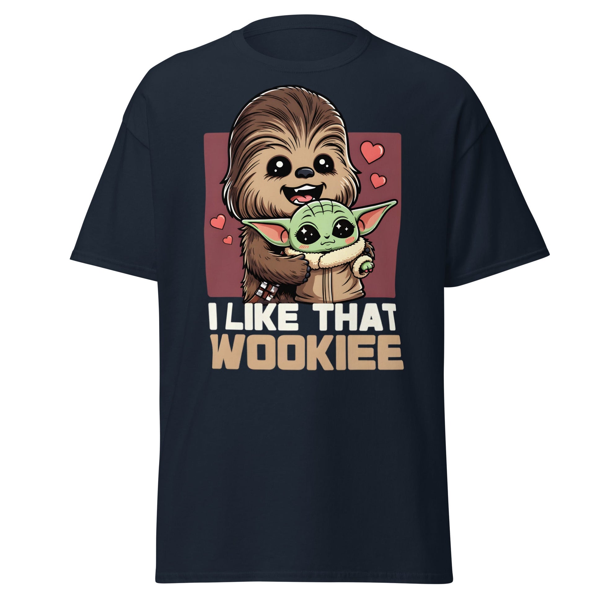 I Like That Wookiee T-Shirt - Cute Grogu & Chewbacca Tee - Navy - T-Shirts Online