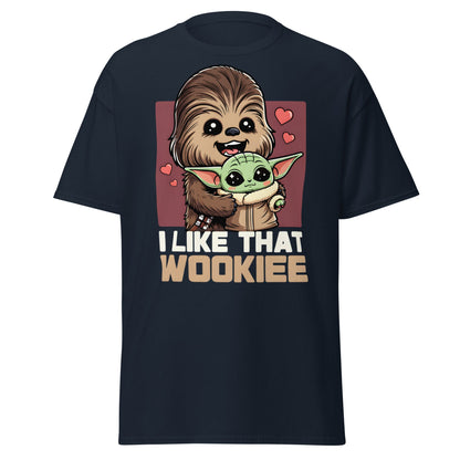I Like That Wookiee T-Shirt - Cute Grogu & Chewbacca Tee - Navy - T-Shirts Online