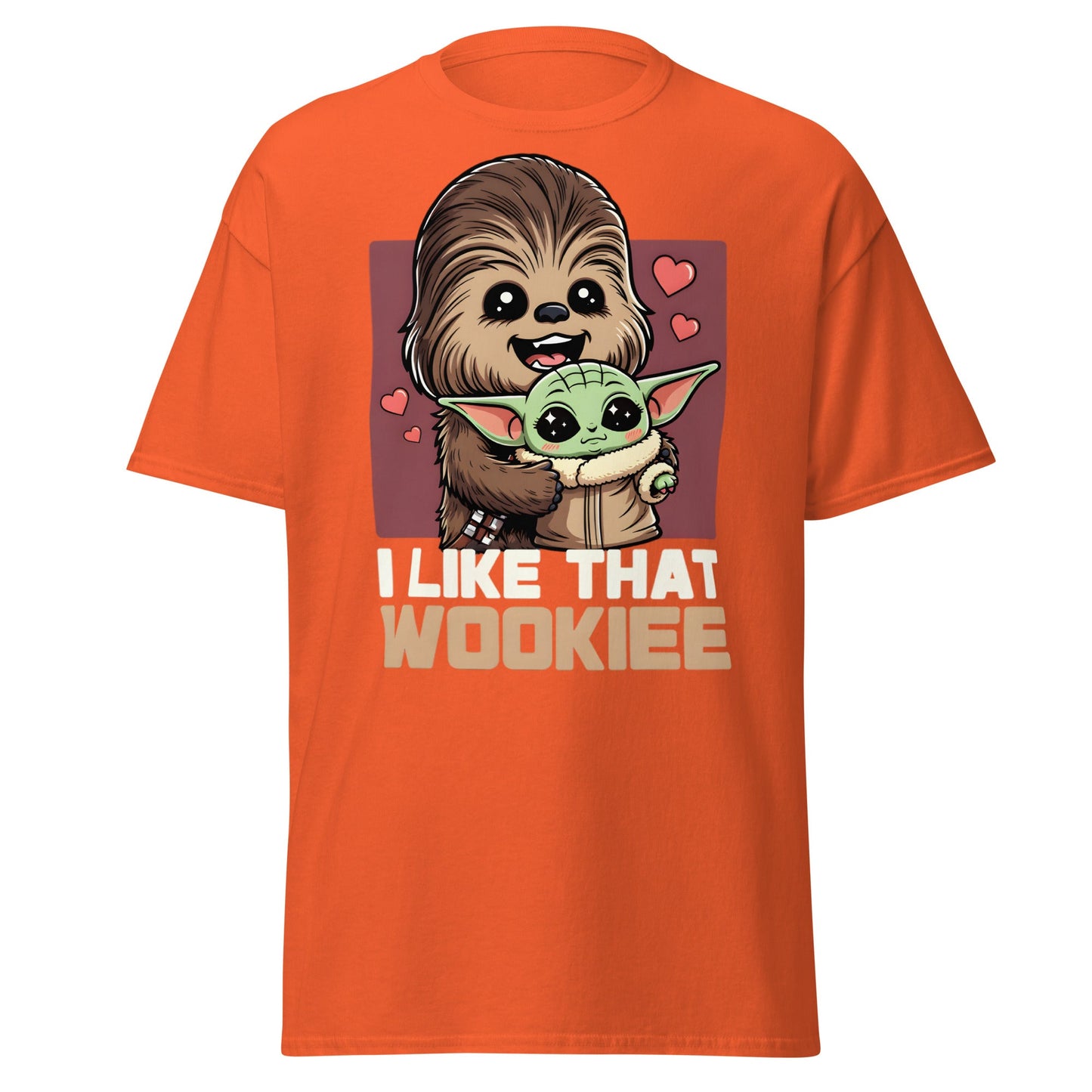 I Like That Wookiee T-Shirt - Cute Grogu & Chewbacca Tee - Orange - T-Shirts Online